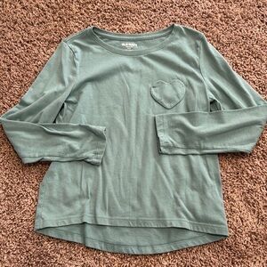 Old Navy Sage Long Sleeve Tee with Heart Accent